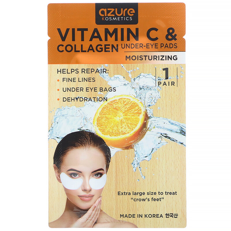 Azure Kosmetics, Vitamin C & Collagen, UnderEye Pads, Moisturizing, 5
