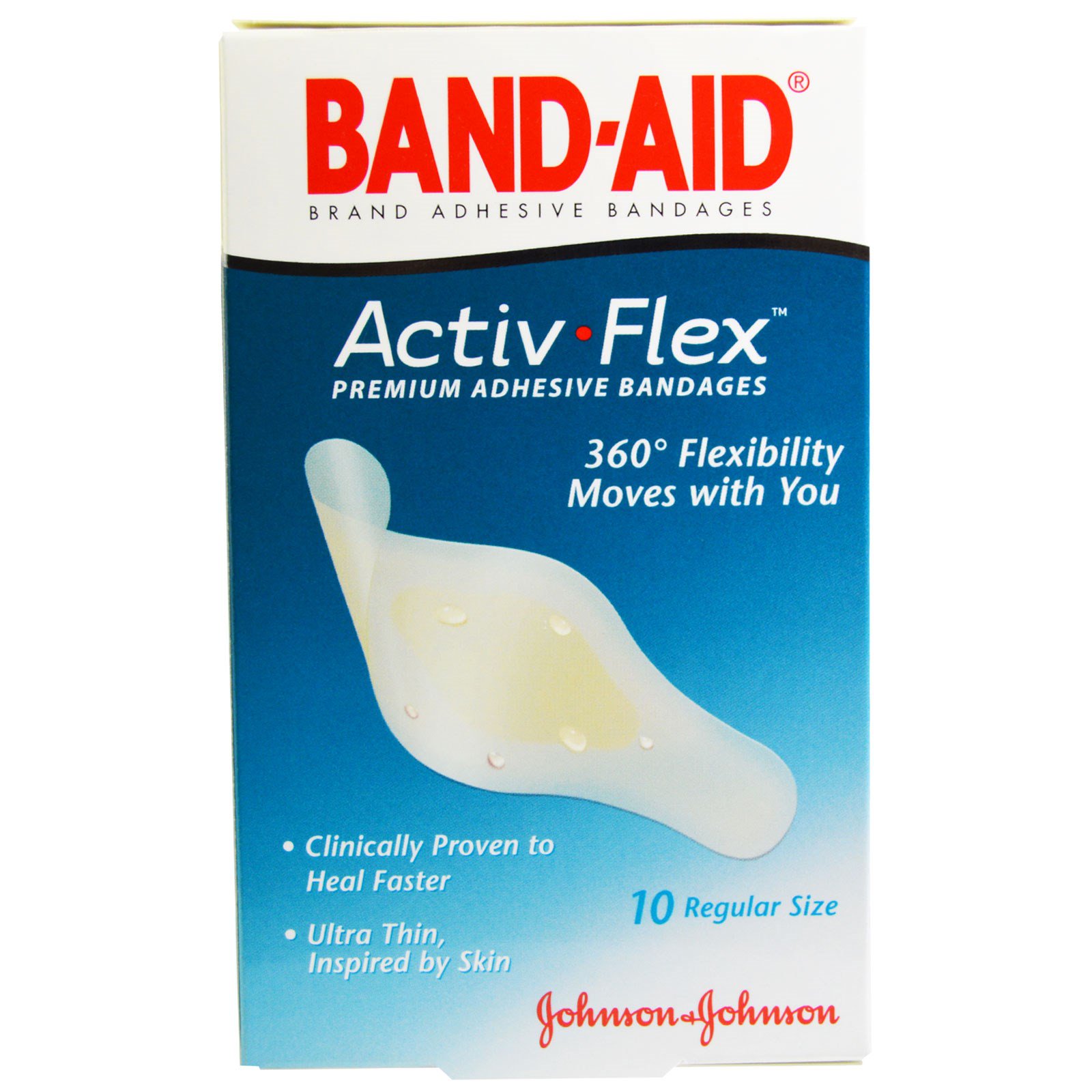 Band Aid, Premium Adhesive Bandages, ActivFlex, 10 Bandages iHerb