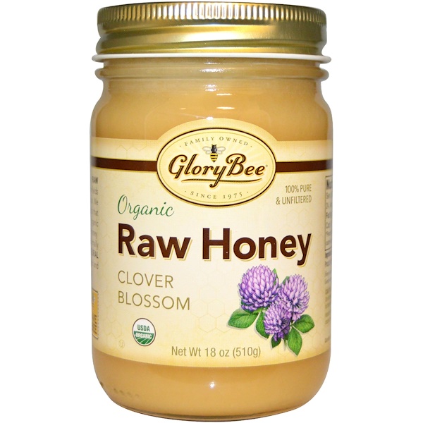 GloryBee, Organic Raw Honey, Clover Blossom, 1.1 lbs (510 g) iHerb