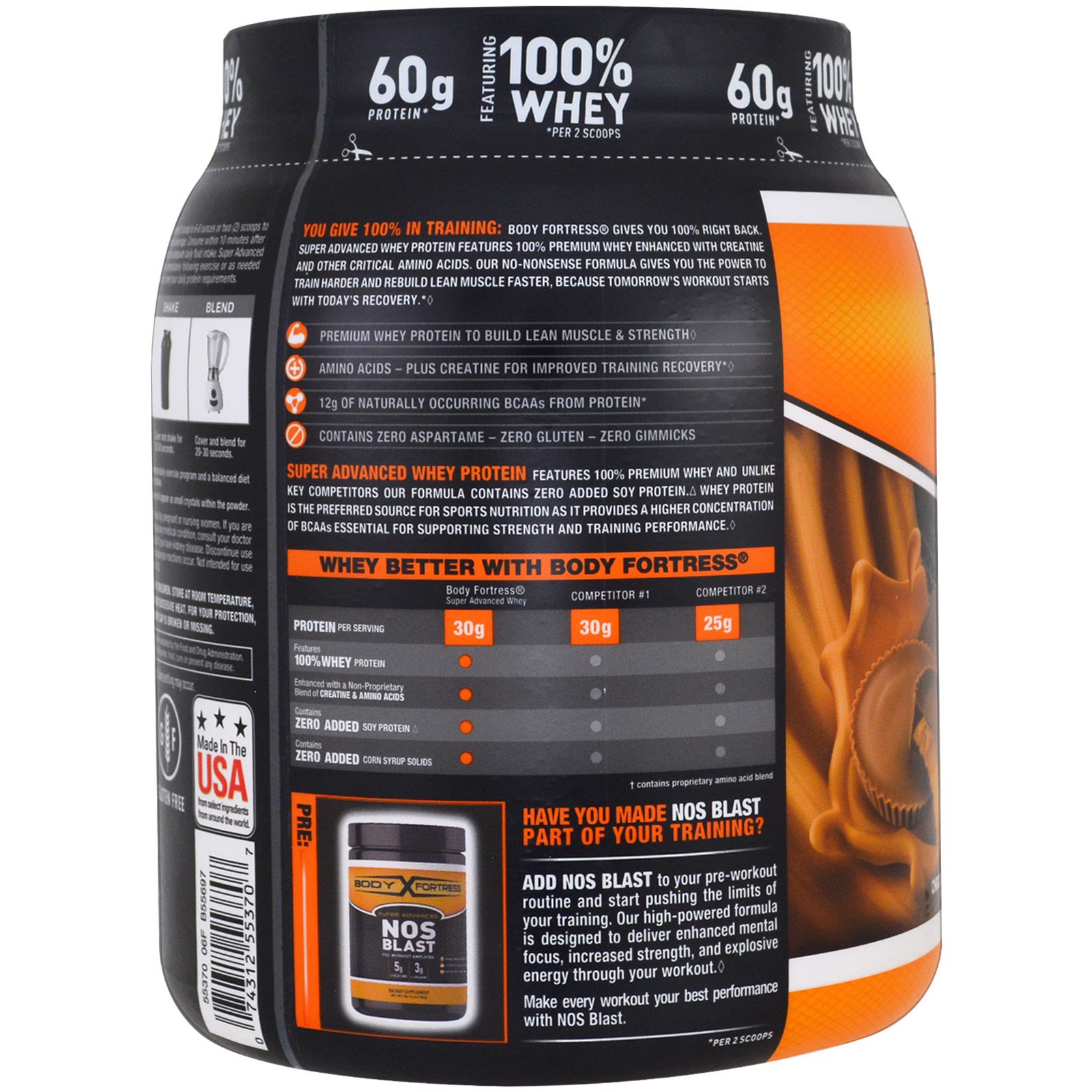 Body Fortress, Super Advanced Whey Protein Powder, Chocolate Peanut