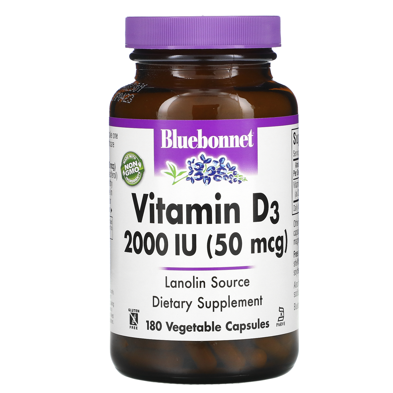 Nutrition, Vitamin D3, 50 mcg (2,000 IU), 180 Vegetable