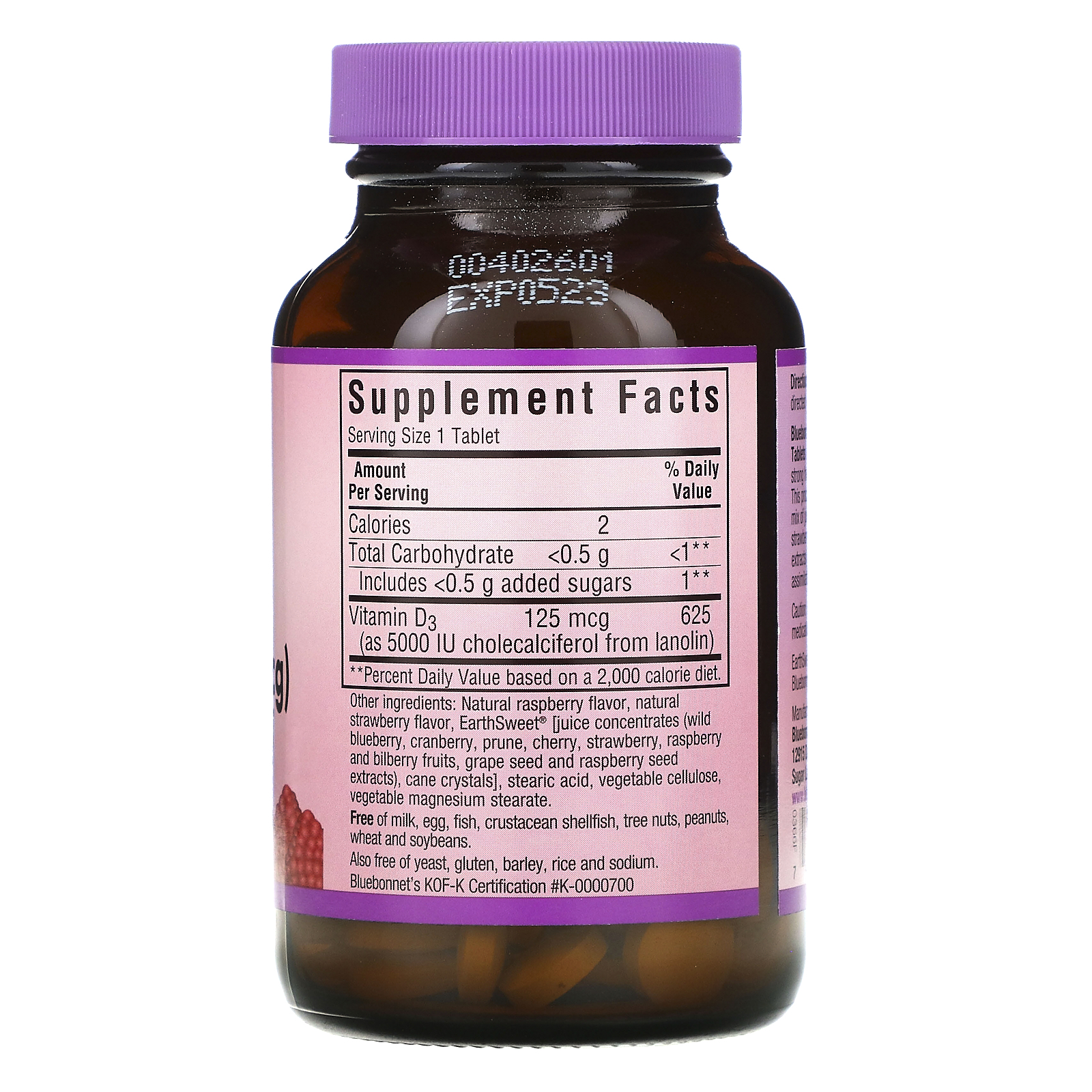 Nutrition, Vitamin D3, Raspberry, 5,000 IU (125 mcg), 90