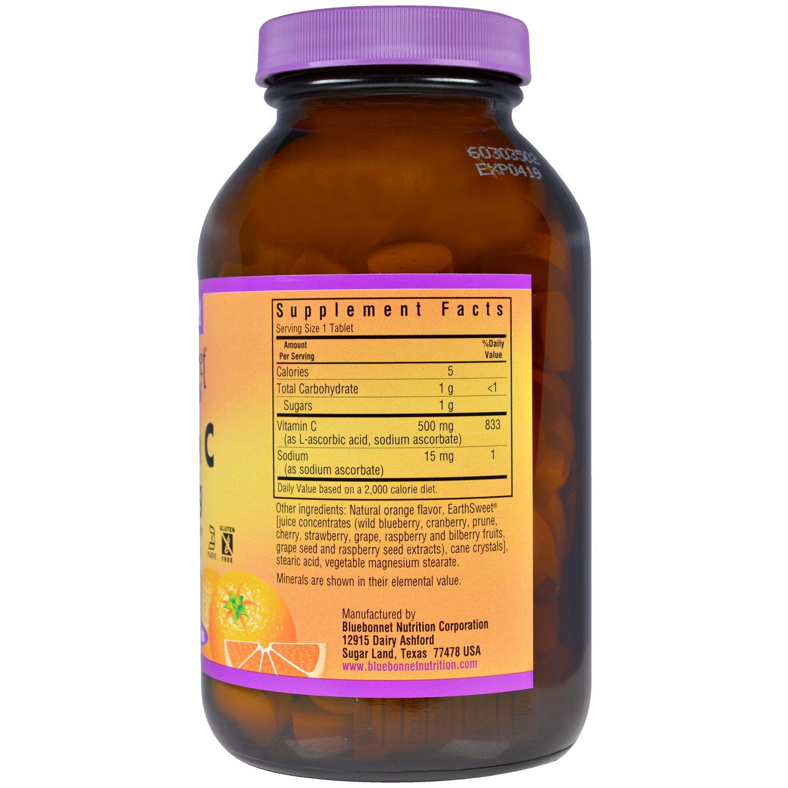 Nutrition, EarthSweet Chewables, Vitamin C, Natural Orange Flavor, 500 mg, 180