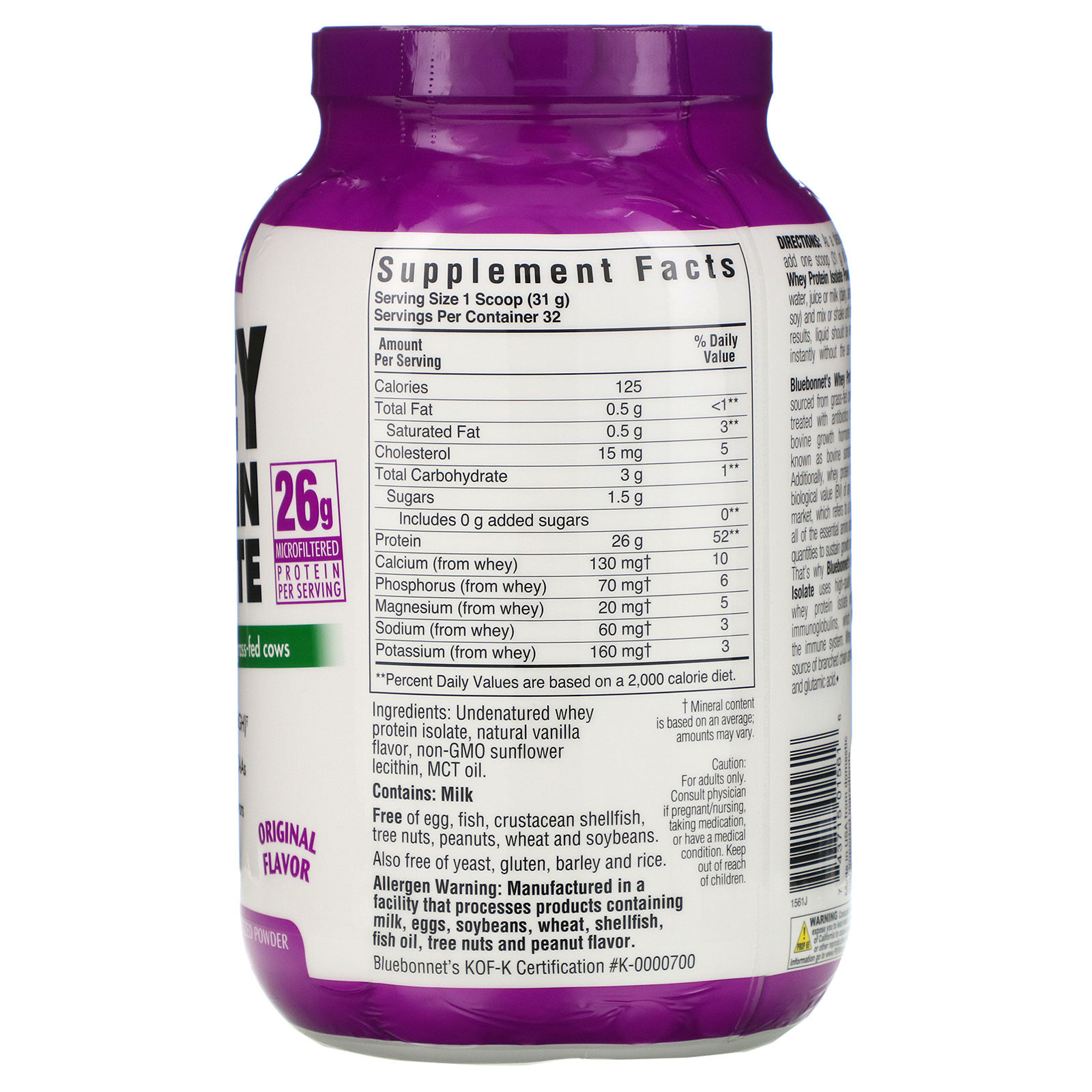 Nutrition, 100 Natural Whey Protein Isolate, Natural