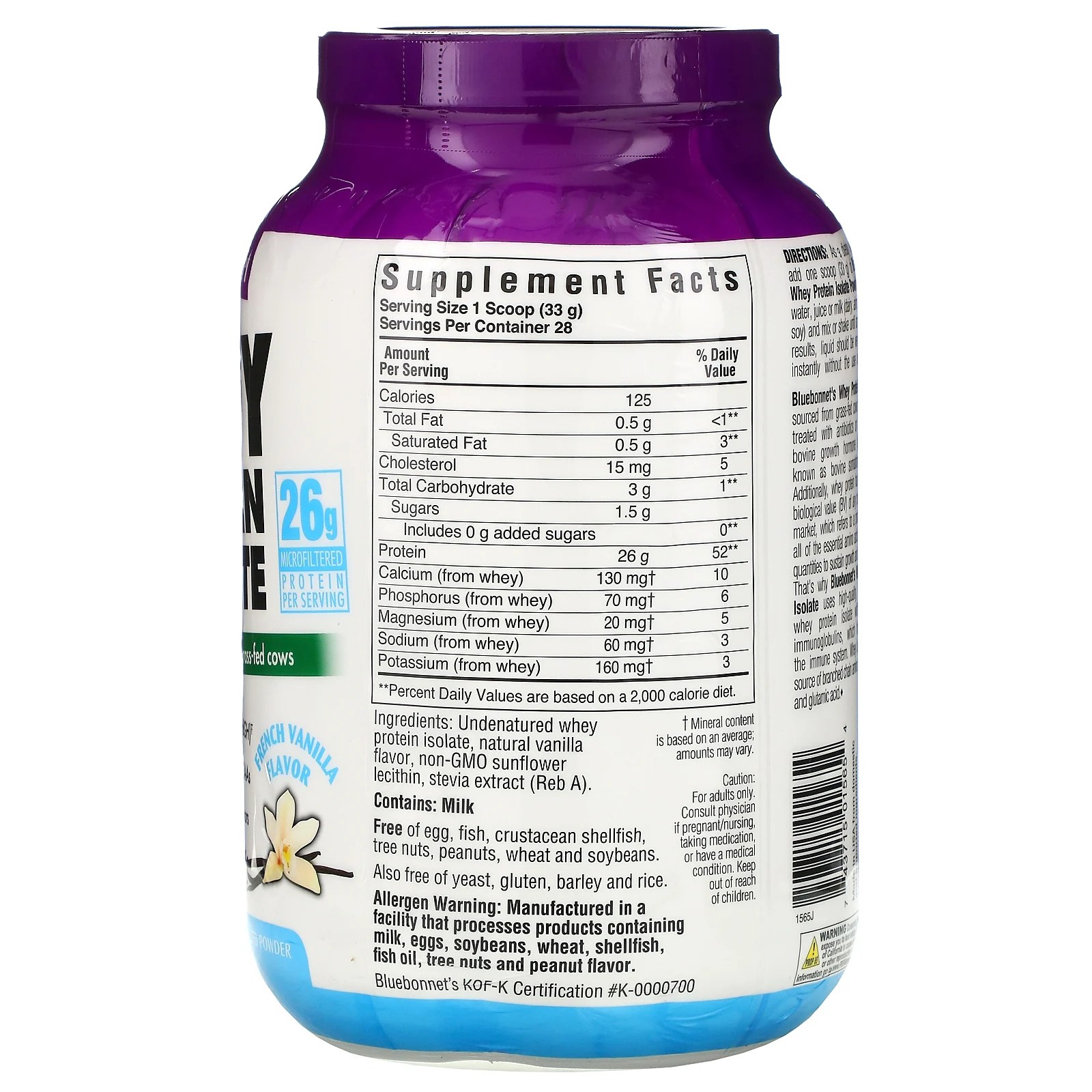 Nutrition, Whey Protein Isolate, French Vanilla, 2 lbs (924