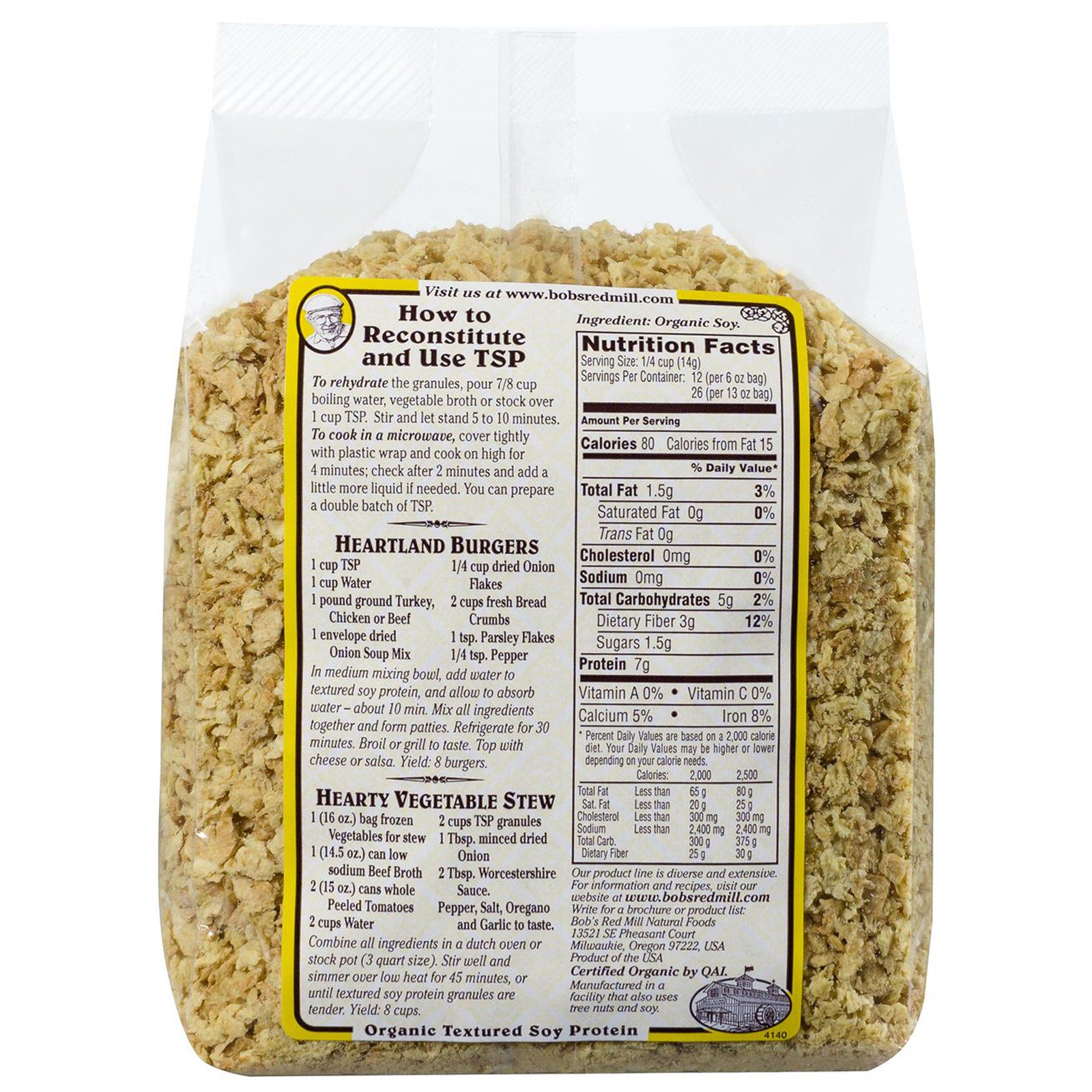 Bob's Red Mill, Organic, TSP, Textured Soy Protein, 13 oz (368 g) iHerb