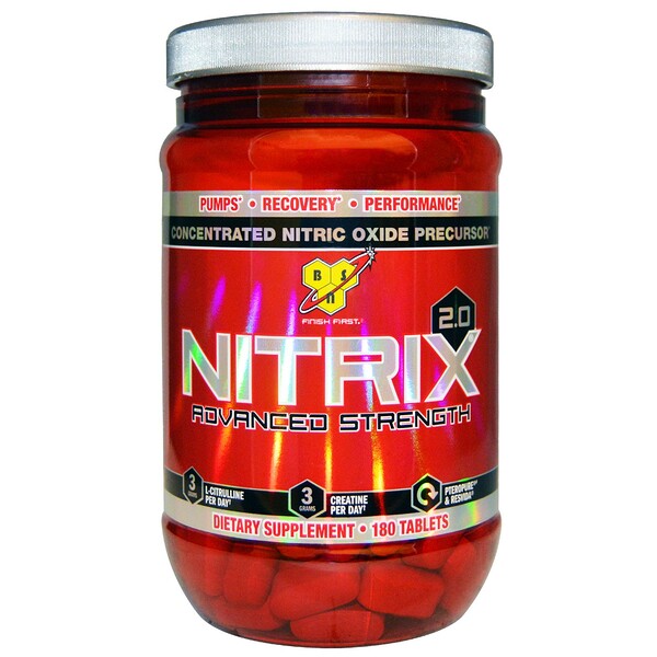 BSN, Nitrix 2.0, Concentrated Nitric Oxide Precursor, 180 Tablets iHerb