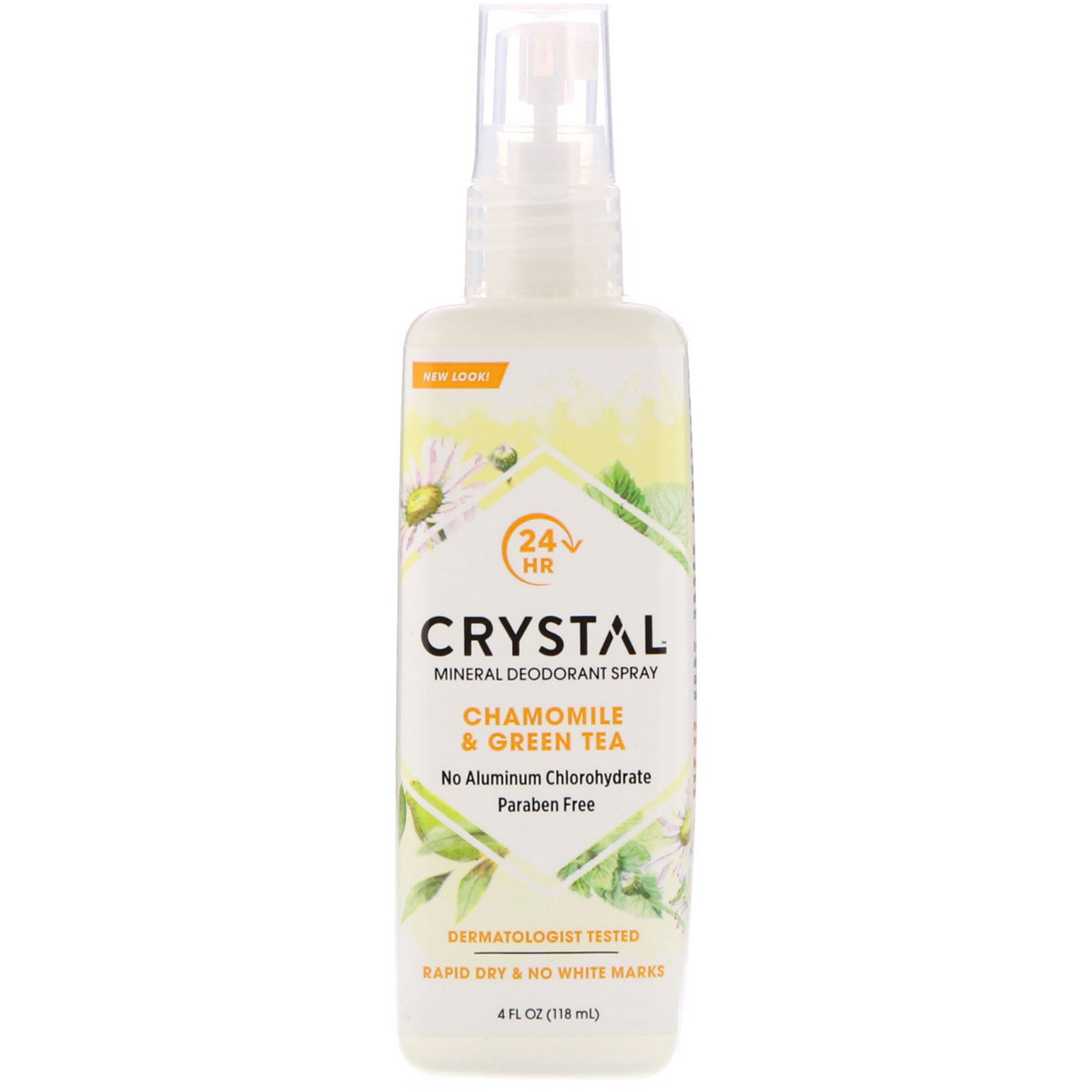Crystal Body Deodorant, Mineral Deodorant Spray, Chamomile & Green Tea