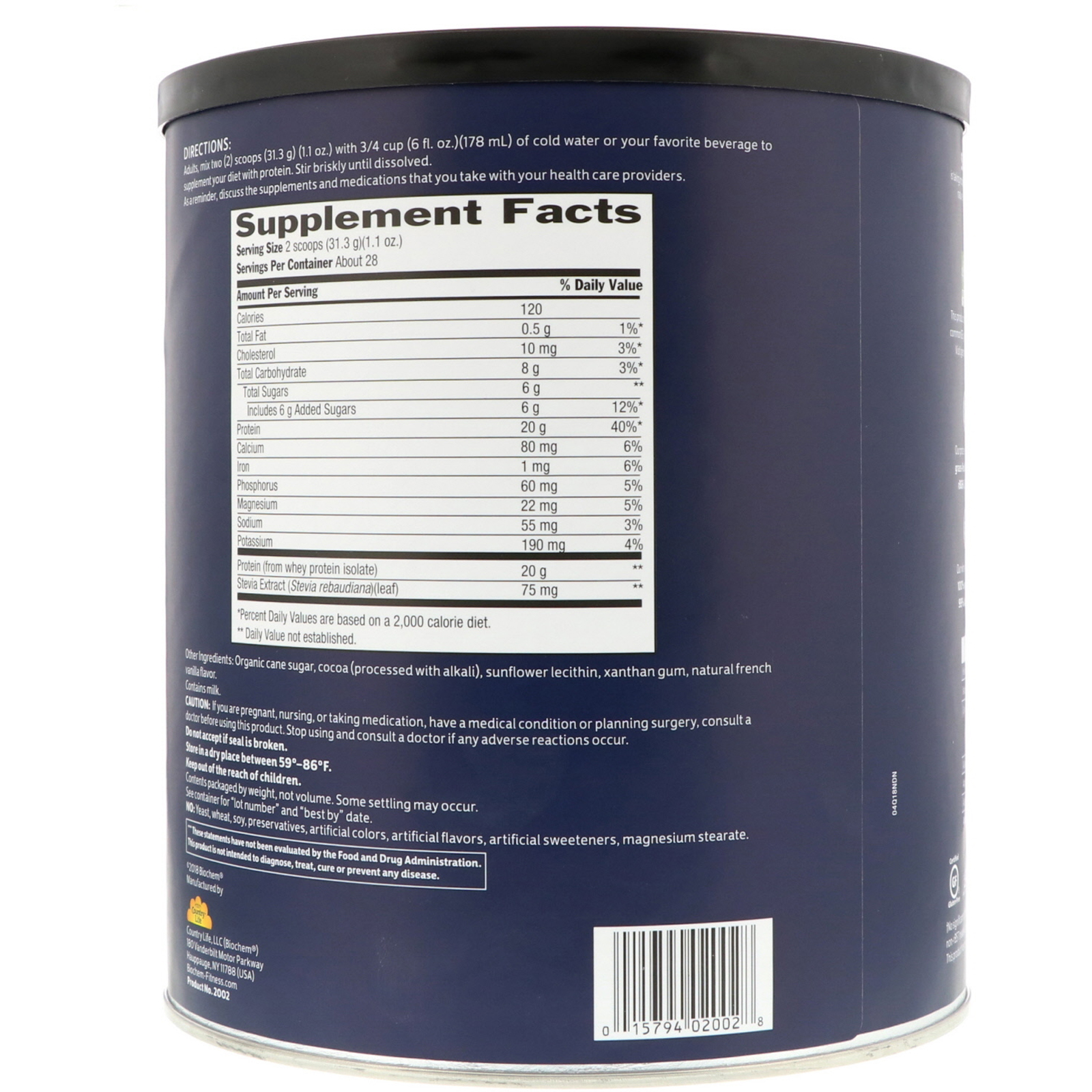 Biochem, 100 Whey Isolate Protein, Chocolate, 30.9 oz (878 g) iHerb