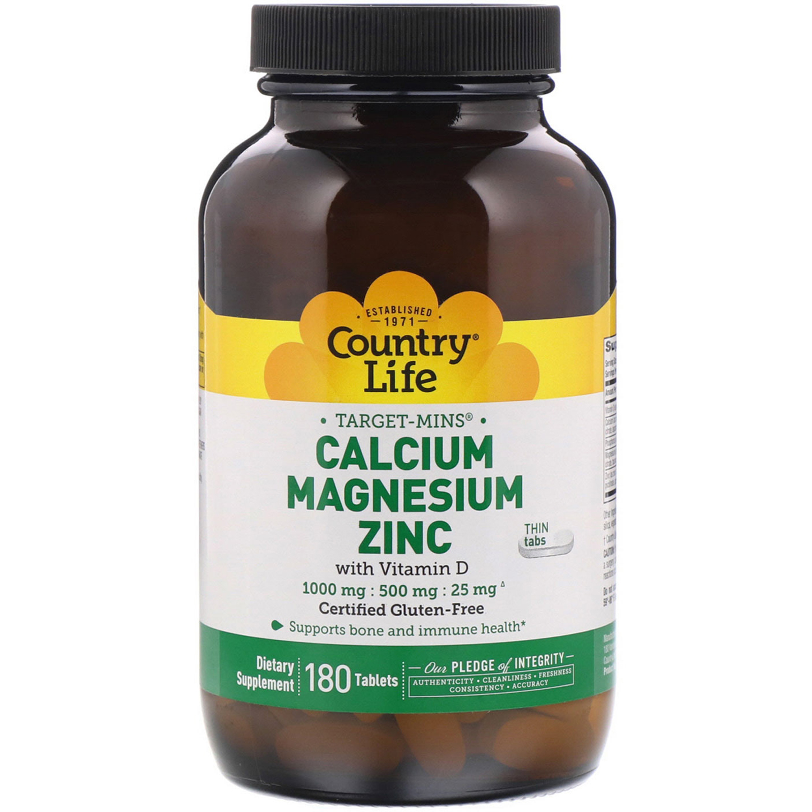 Country Life, TargetMins, Calcium Magnesium Zinc, 1000 mg / 500 mg