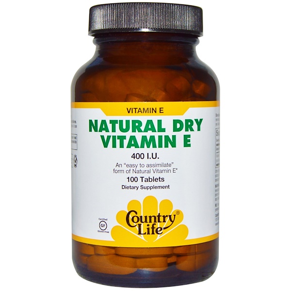 Country Life, Natural Dry Vitamin E, 400 IU, 100 Tablets iHerb