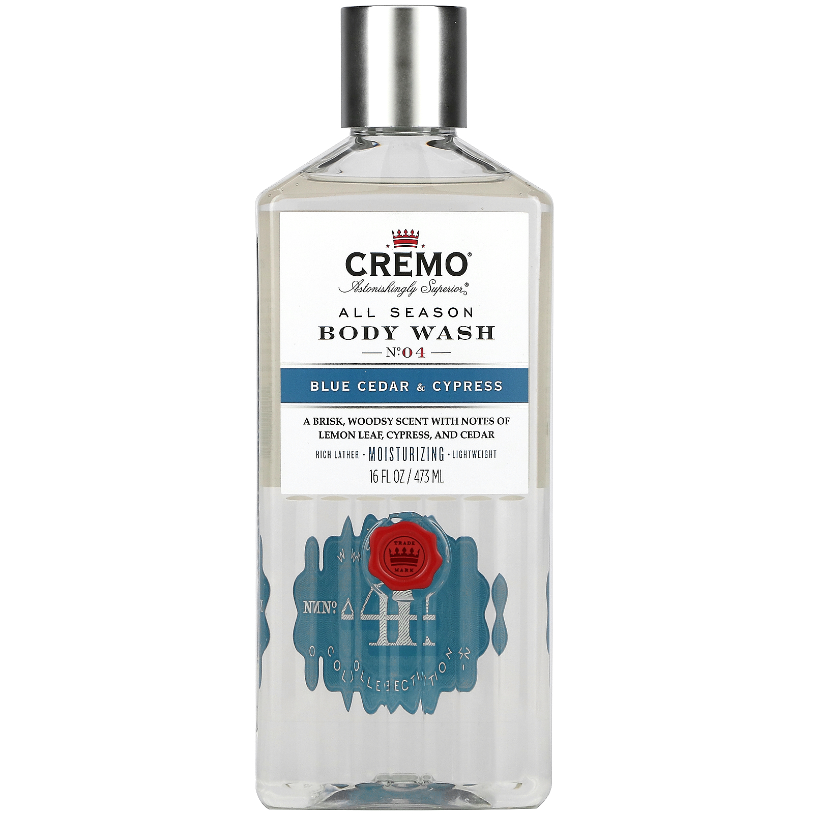 Cremo, All Season, Body Wash, No. 4, Blue Cedar & Cypress, 16 fl oz