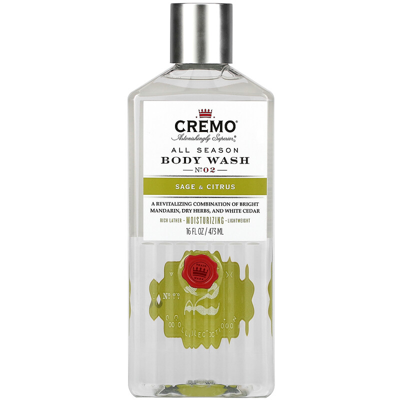 Cremo, All Season, Body Wash, No. 2, Sage & Citrus, 16 fl oz (473 ml