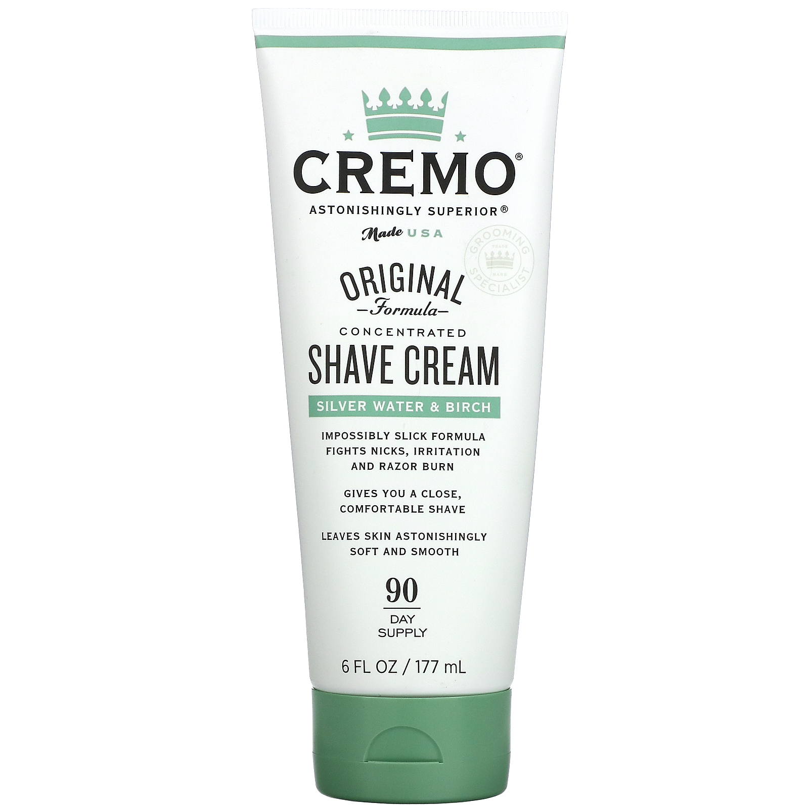 Cremo, Original Formula Concentrated Shave Cream, Silver Water & Birch