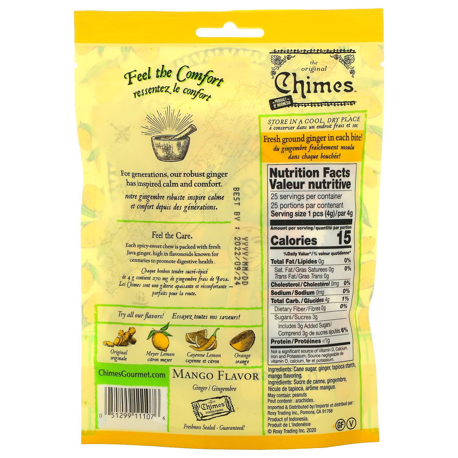 Chimes, Ginger Chews, Mango Flavor, 3.5 oz (100 g) iHerb