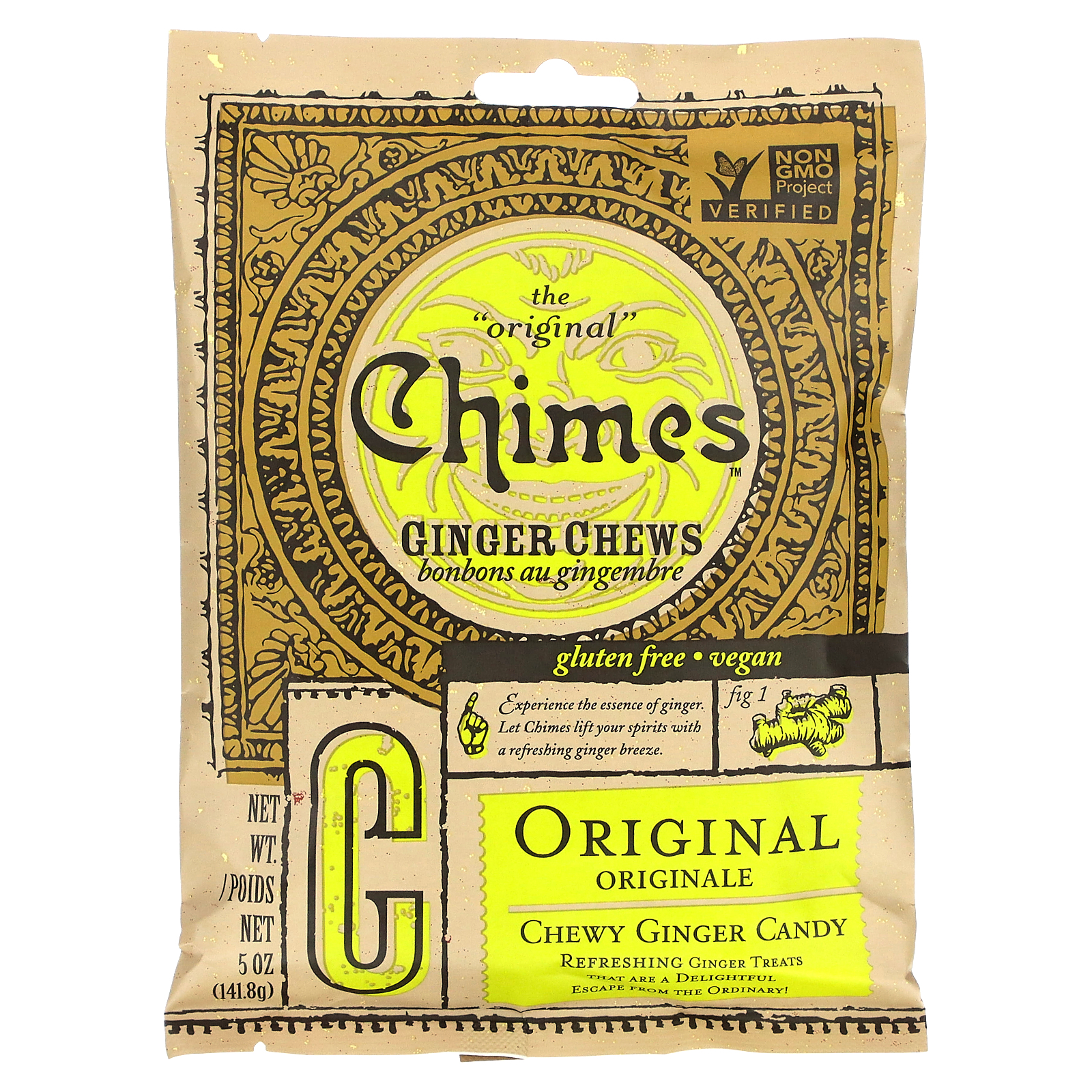 Chimes, Ginger Chews, Chewy Ginger Candy, Original, 5 oz (141.8 g)
