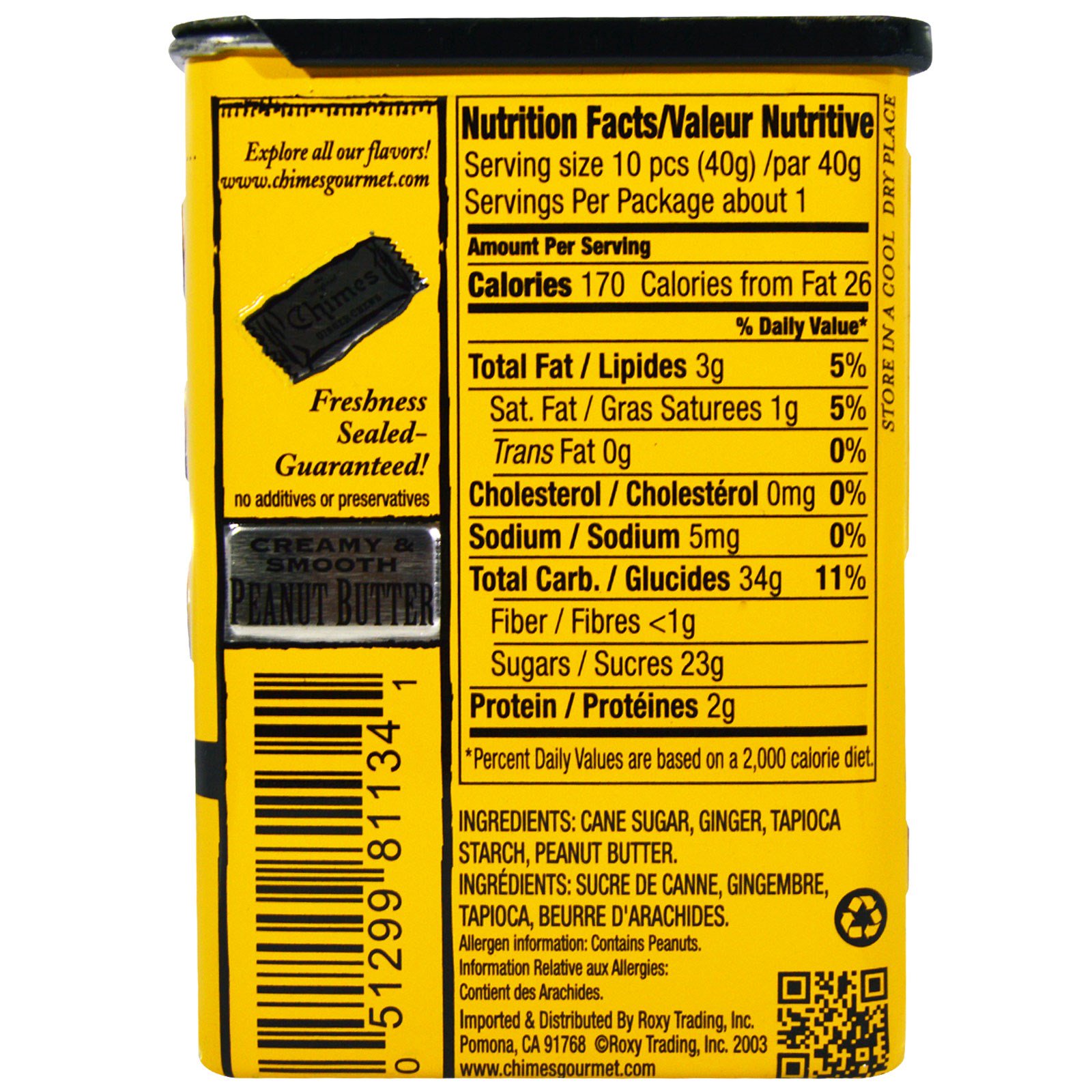 Chimes, Ginger Chews, Peanut Butter, 2 oz (56.7 g) iHerb