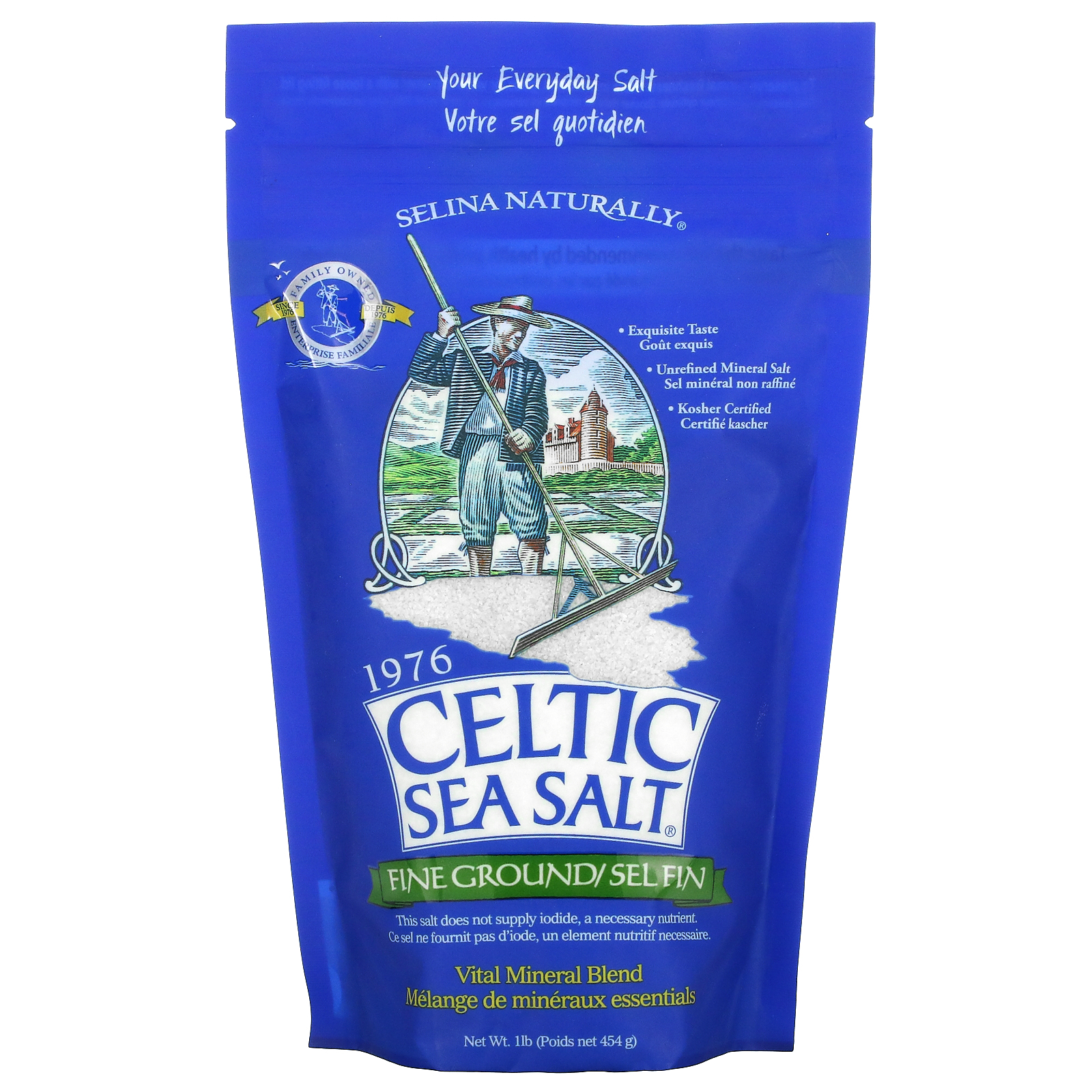 Celtic Sea Salt, Fine Ground, Vital Mineral Blend, 1 lb (454 g) iHerb