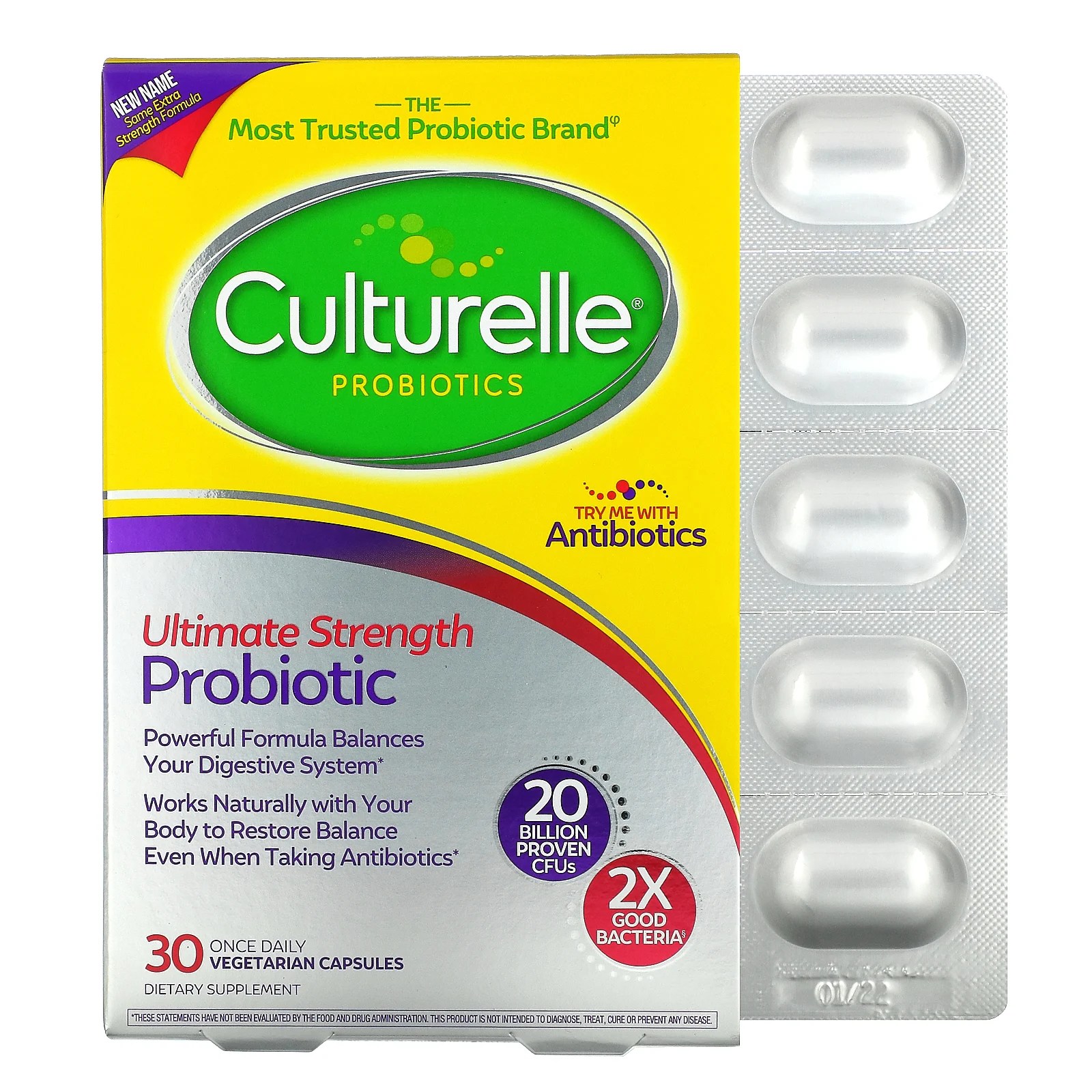 Culturelle, Ultimate Strength Probiotic, 20 Billion CFU, 30 Vegetarian