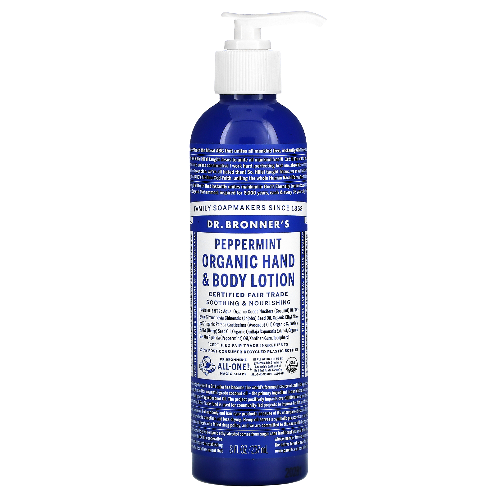 Dr. Bronner's, Organic Hand & Body Lotion, Peppermint, 8 fl oz (237 ml)