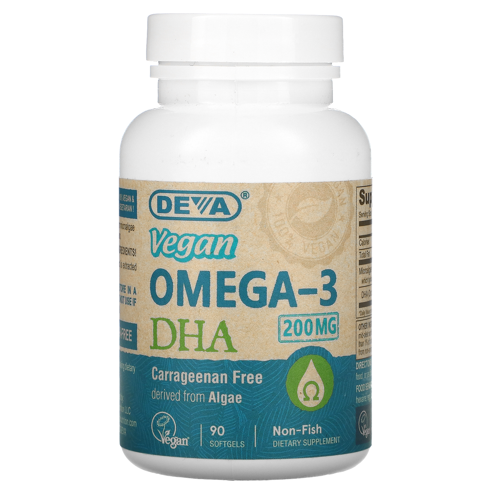 Deva, Vegan Omega3 DHA, 200 mg, 90 Softgels