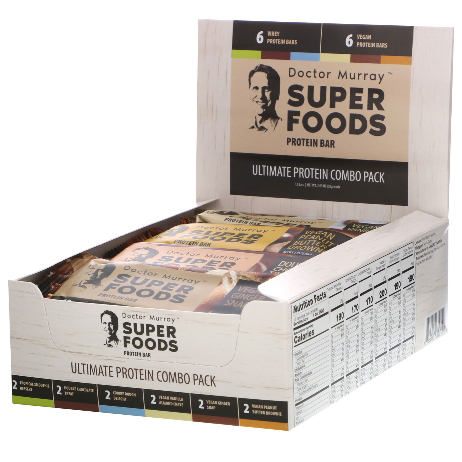 Dr. Murray's, Superfoods Protein Bars, Ultimate Protein Combo Pack, 12