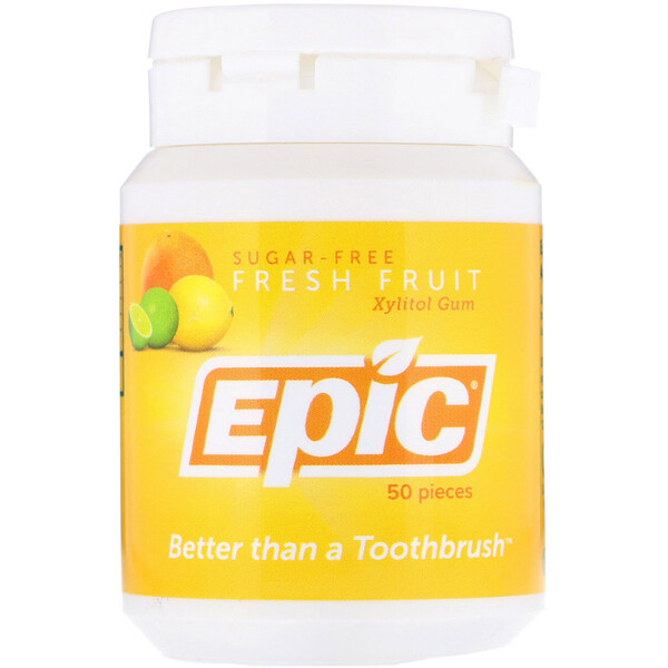 Epic Dental, Xylitol Gum, SugarFree, Fresh Fruit, 50 Pieces iHerb