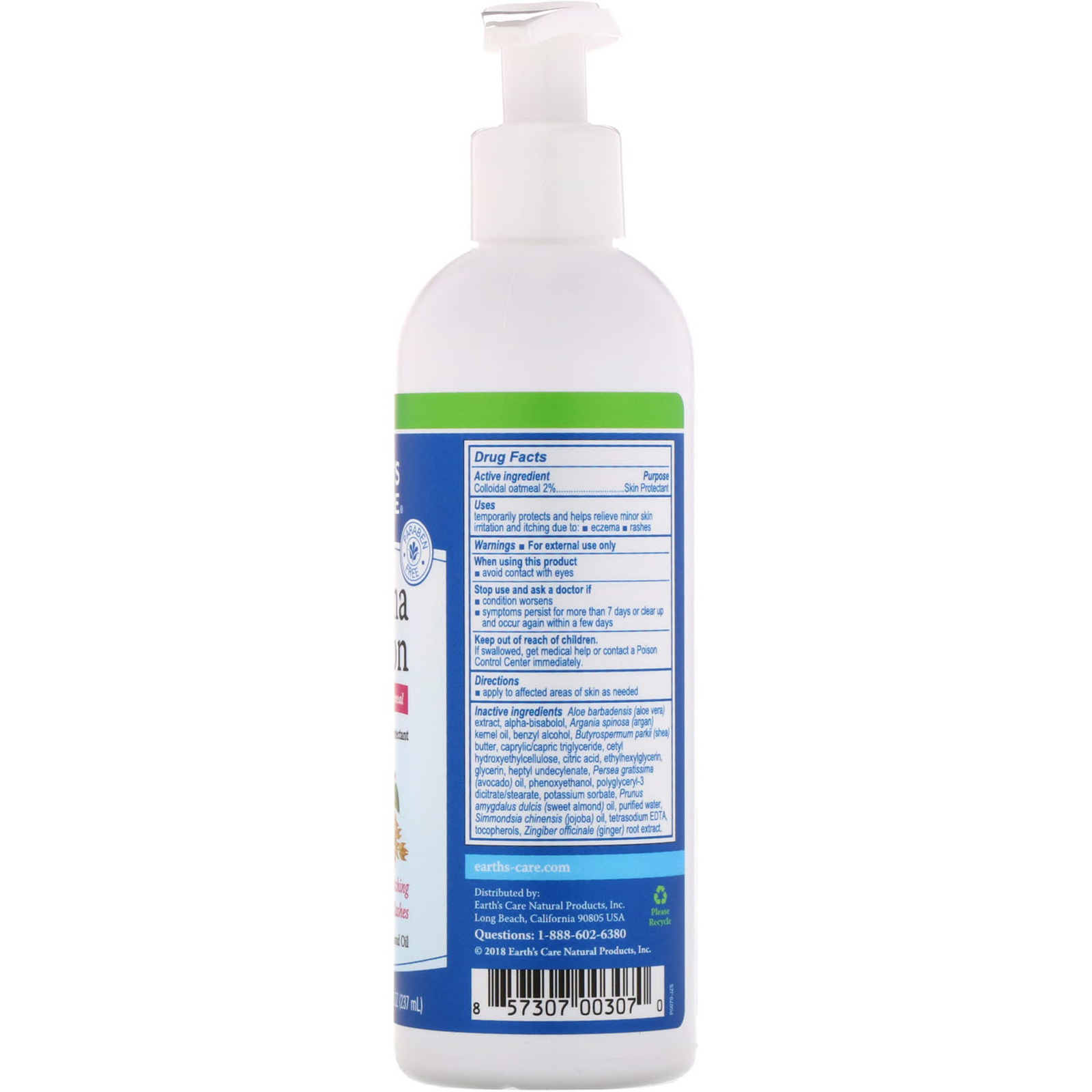 Earth's Care, Eczema Lotion, 2 Colloidal Oatmeal, 8 fl oz (237 ml) iHerb