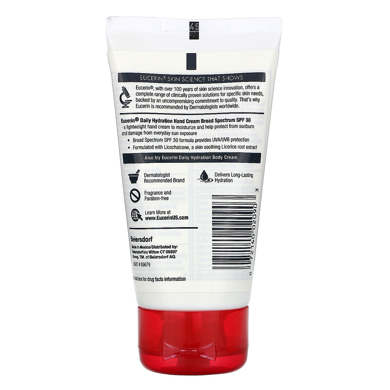 Eucerin, Daily Hydration Hand Creme, Moisturizer & Sunscreen, SPF 30