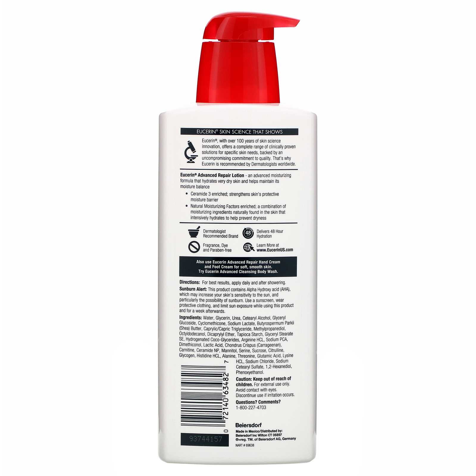 Eucerin, Advanced Repair Lotion, Fragrance Free, 16.9 fl oz (500 ml