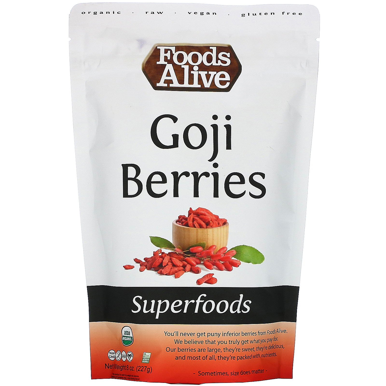 Foods Alive, Superfoods, Organic Goji Berries, 8 oz (227 g) iHerb