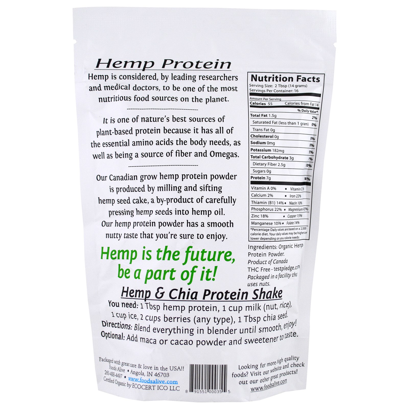 Foods Alive, Organic, Superfoods, Hemp Protein Powder, 8 oz (227 g) iHerb