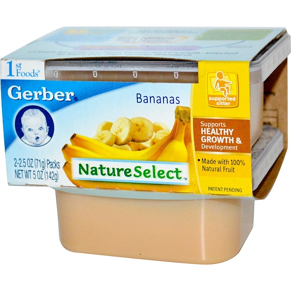 Gerber, 1st Foods, NatureSelect, Bananas, 2 Pack, 2.5 oz