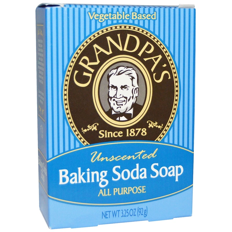 Grandpa's, Baking Soda Soap, Unscented, 3.25 oz (92 g) iHerb