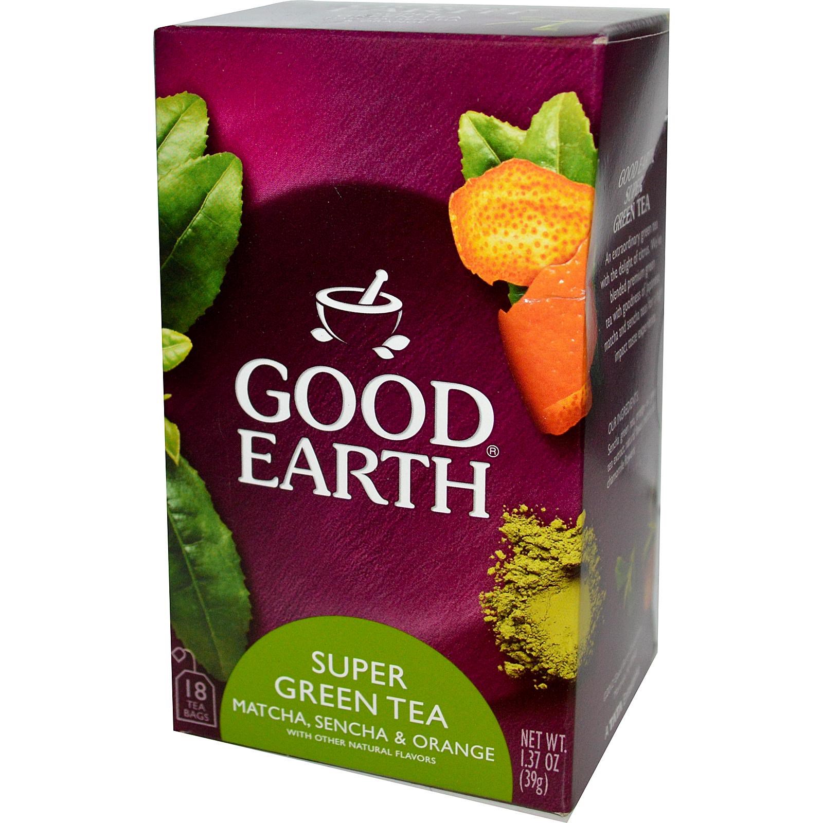 Good Earth Teas, Super Green Tea, Matcha, Sencha & Orange, 18 Tea Bags