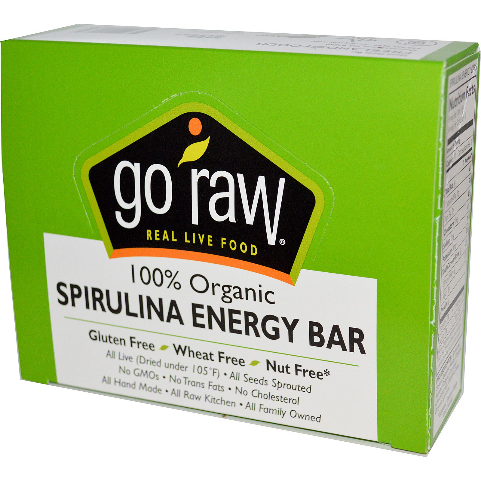 Go Raw, Organic, Spirulina Energy Bars, 10 Bars, 14 g Each