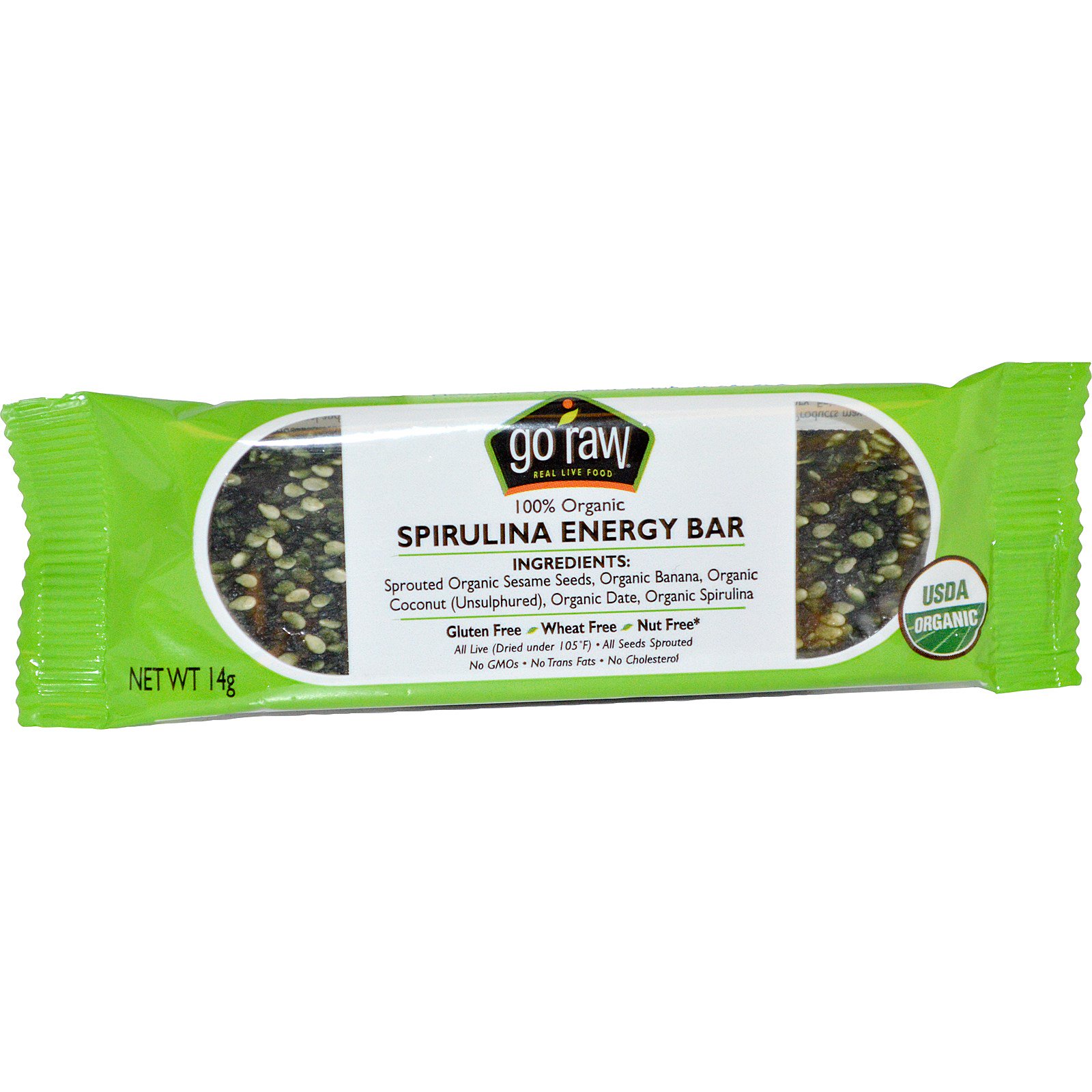 Go Raw, Organic, Spirulina Energy Bars, 10 Bars, 14 g Each iHerb