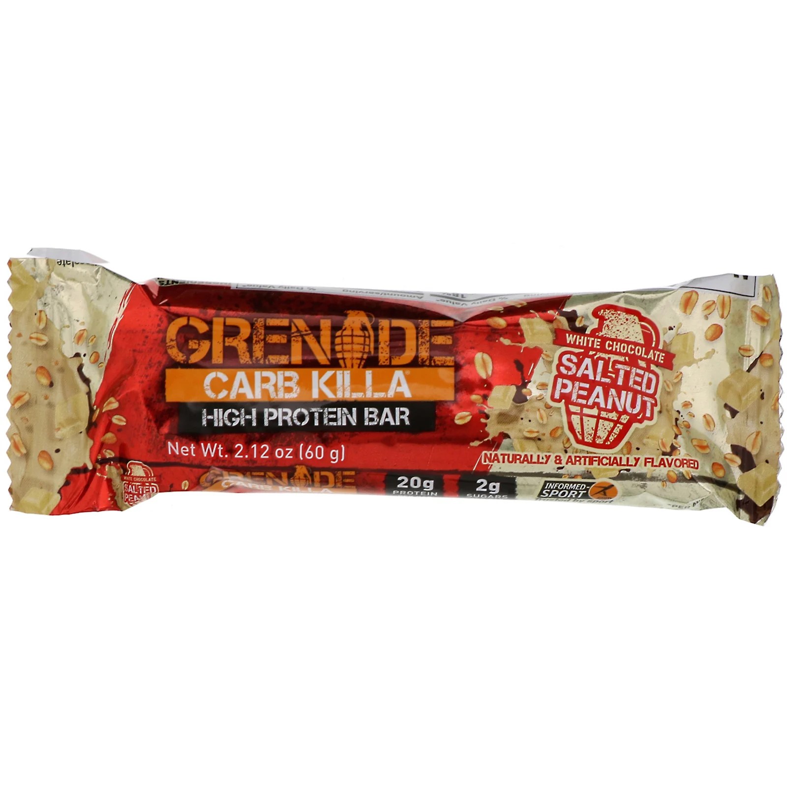 Grenade, Carb Killa, High Protein Bar, White Chocolate Salted Peanut