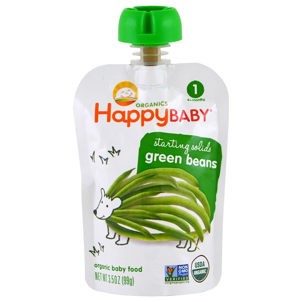 Happy Family Organics, Organic Baby Food, Green Beans, Stage 1, 3.5 oz
