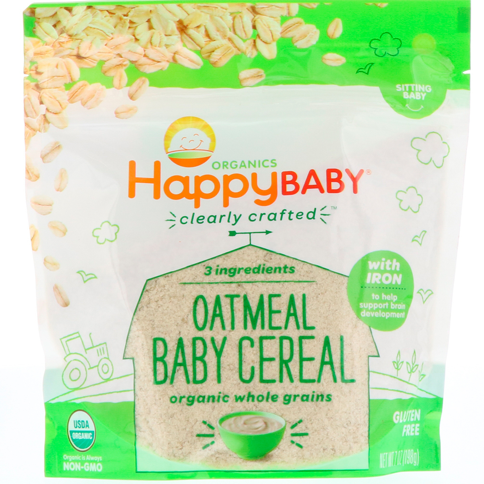 Happy Family Organics, Clearly Crafted, Oatmeal Baby Cereal, 7 oz (198