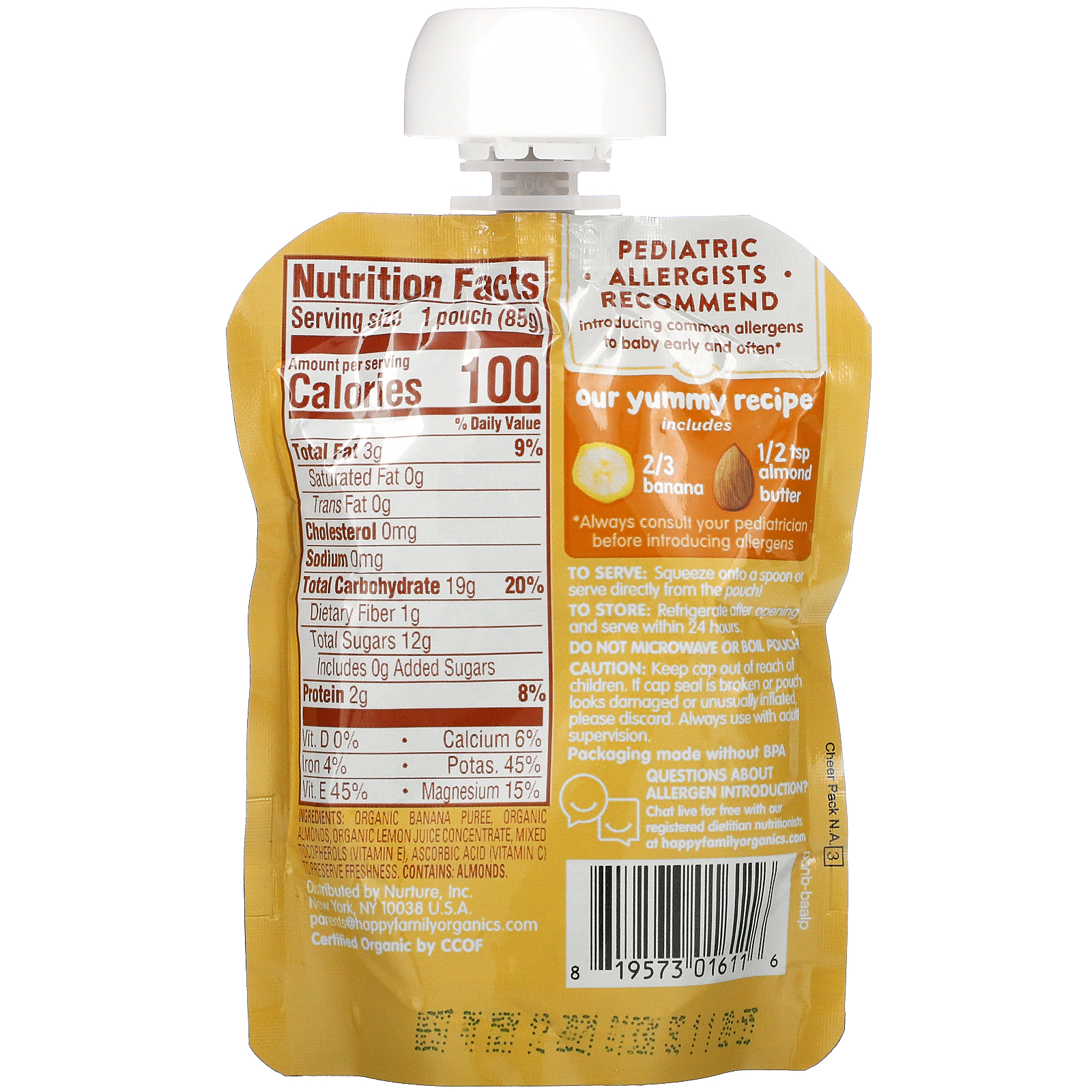 Happy Family Organics, Happy Baby, Nutty Blends, 6+ Months, Organic