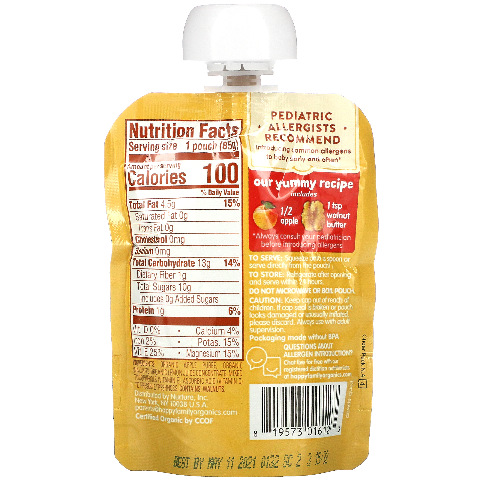 Happy Family Organics, Happy Baby, Nutty Blends, 6+ Months, Organic