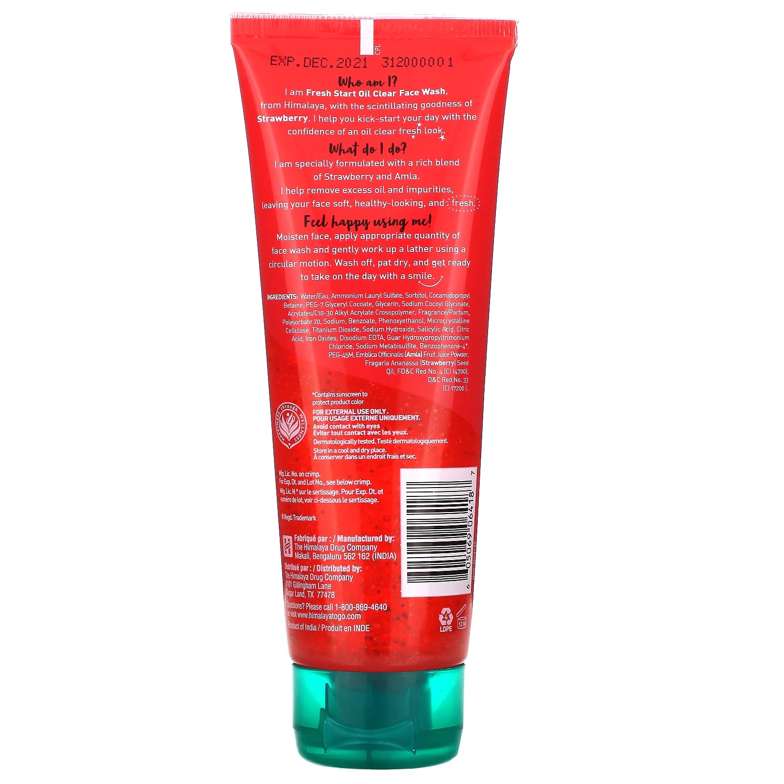 Himalaya, Fresh Start, Oil Clear Face Wash, Strawberry, 3.4 fl oz (100 ml)