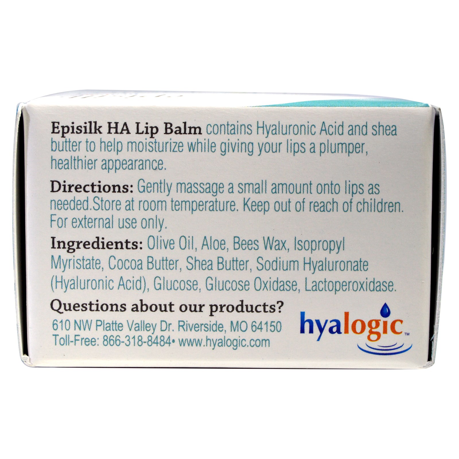 Hyalogic LLC, Episilk, HA Lip Balm with Hyaluronic Acid, 1/2 fl oz (14
