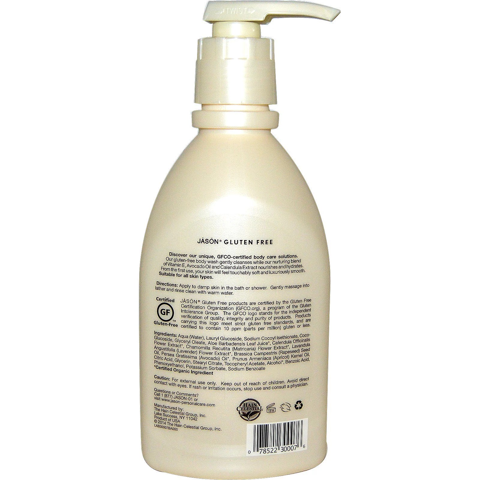 Jason Natural, Gluten Free Body Wash, Fragrance Free, 30 fl oz (887 ml