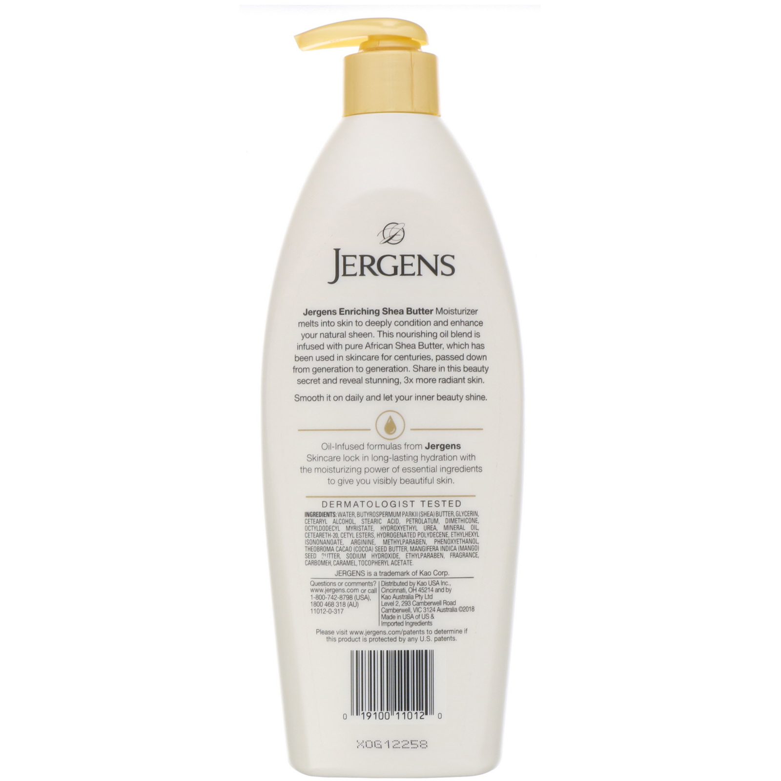 Jergens, Enriching Shea Butter Moisturizer, OilInfused, 16.8 fl oz
