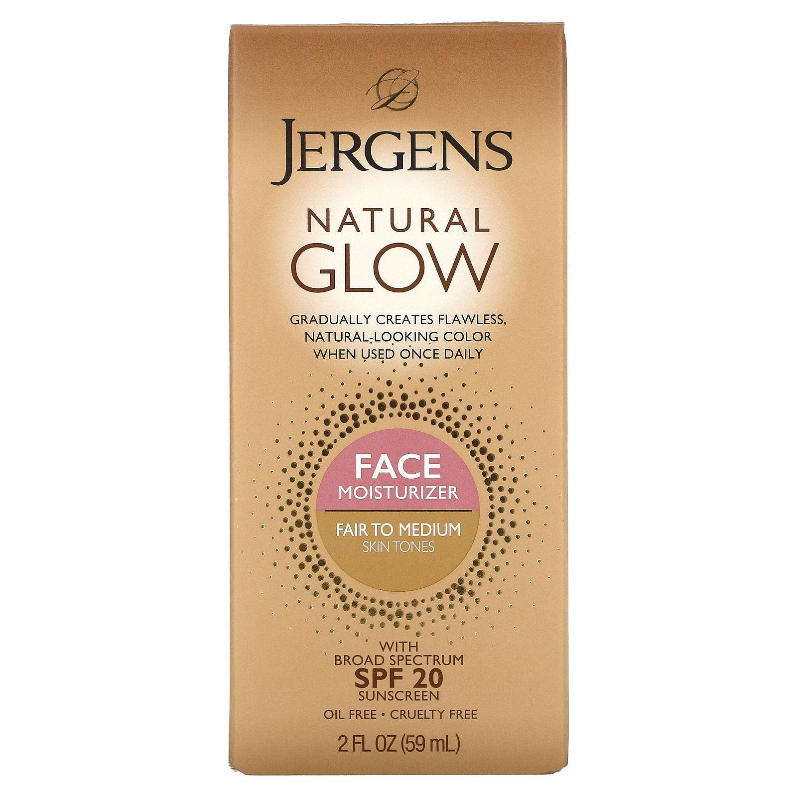 Jergens, Natural Glow, Face Daily Moisturizer, SPF 20, Fair to Medium