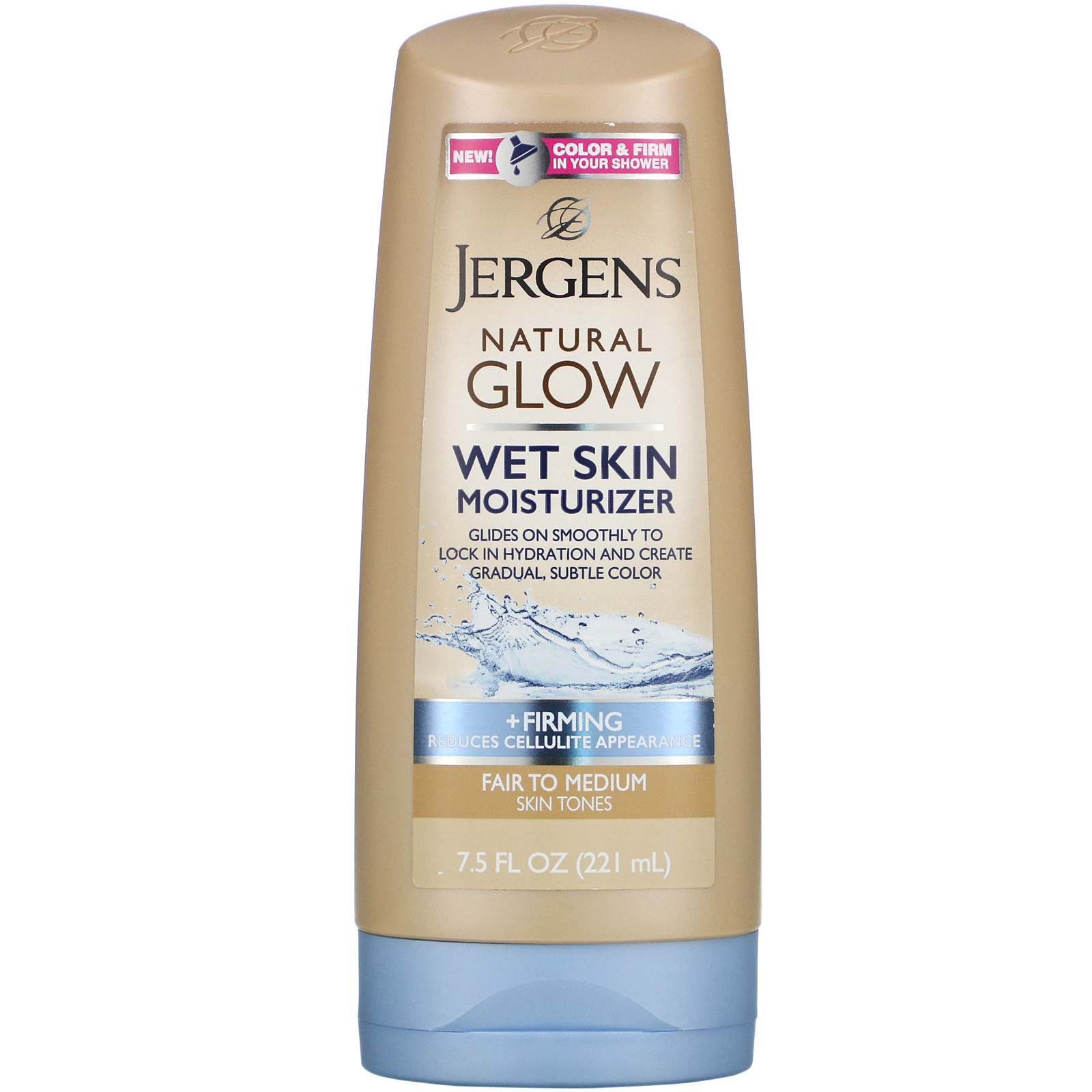 Jergens, Natural Glow, Wet Skin Moisturizer, Firming, Fair to Medium, 7