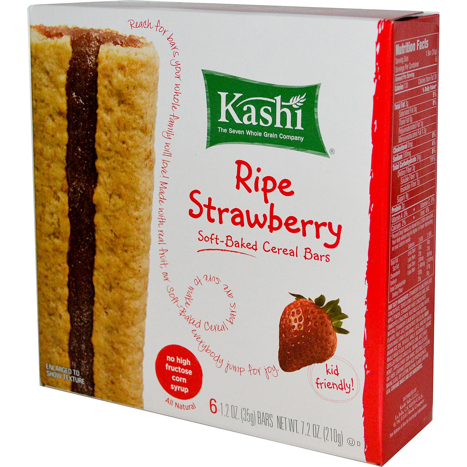 Kashi, SoftBaked Cereal Bars, Ripe Strawberry, 6 Bars, 1.2 oz (35 g