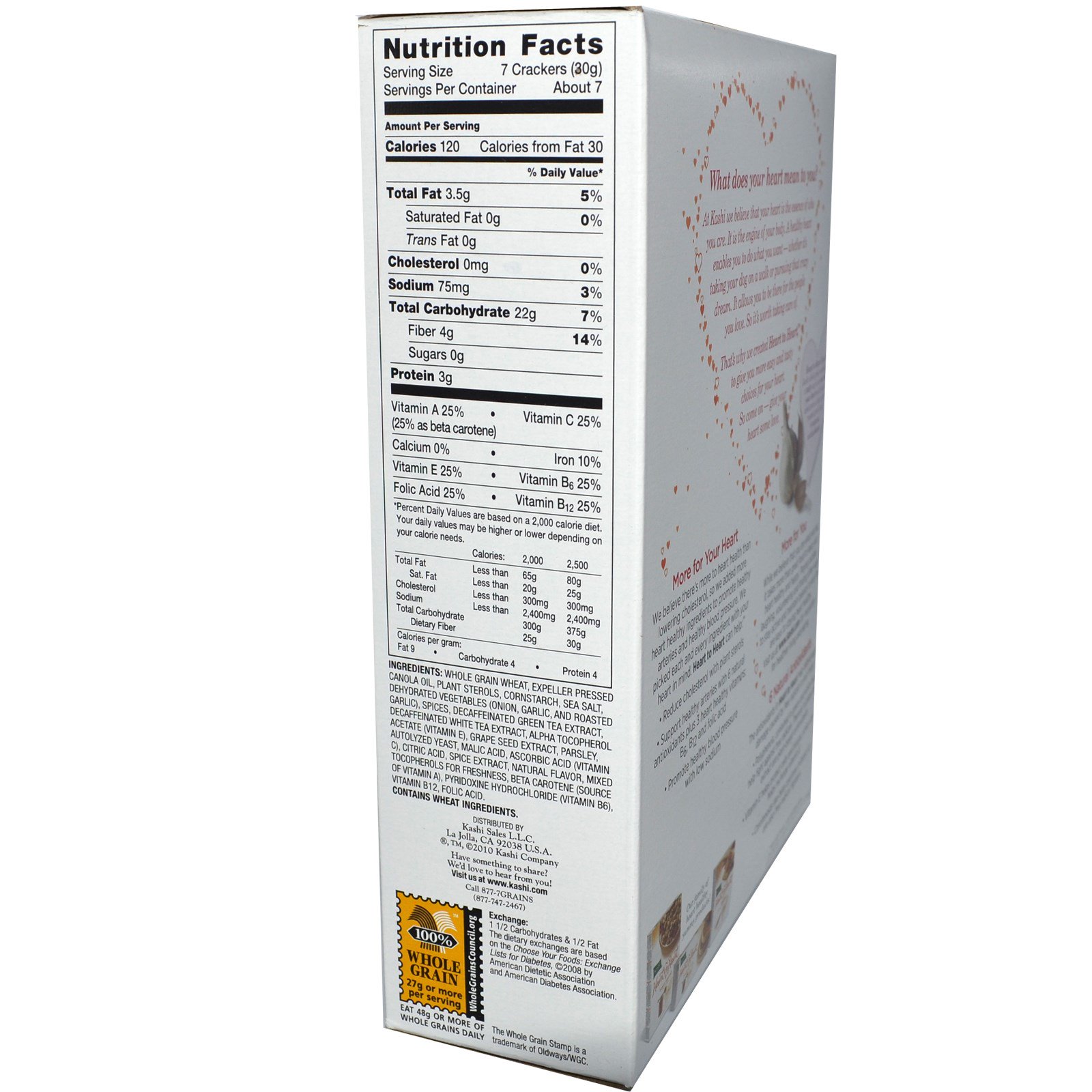 Kashi, Heart to Heart, Roasted Garlic Whole Grain Crackers, 8 oz (227 g